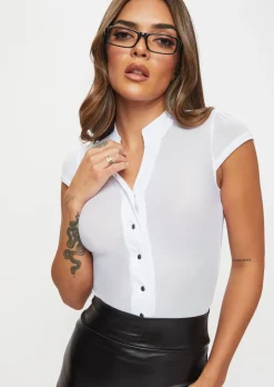 Sexy Secretary 3-Piece PU Fancy Dress Costume with Glasses - Black