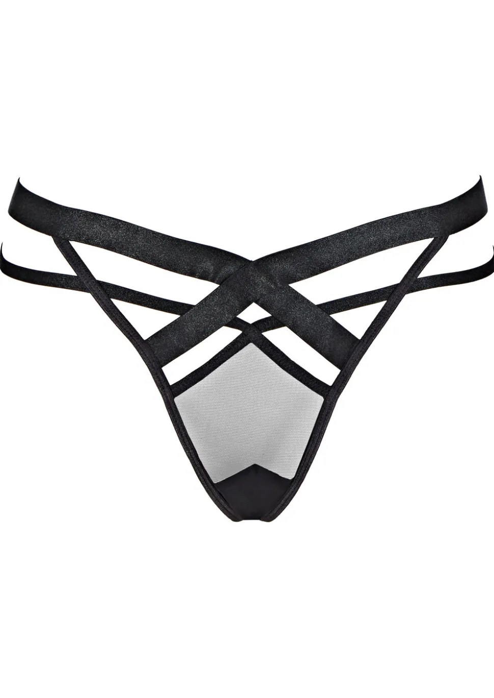 Shadow Crotchless Lingerie 3 Piece Set - Black