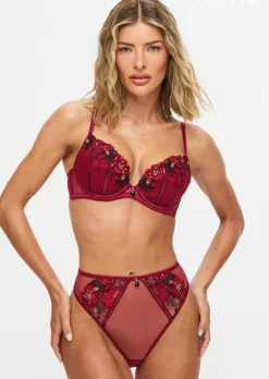 Shimmering High Waist Brazilian - Dark Red