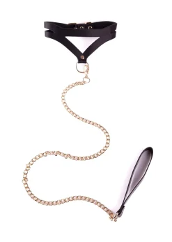 Signature Faux Leather Strappy Collar & Lead