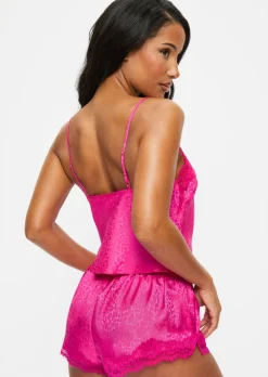 Signature Satin Cami Set - Bright Pink