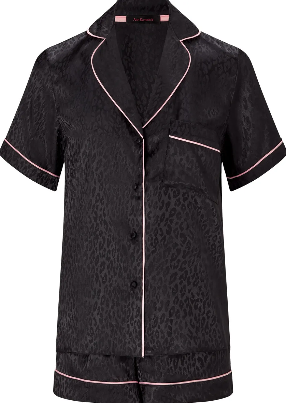 Signature Satin Pyjama Shirt & Shorts Set - Black