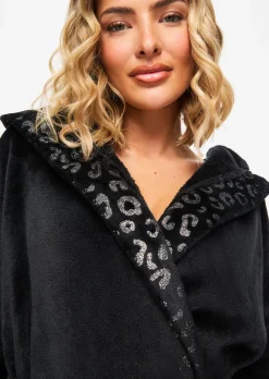 Signature Sparkle Fluffy Robe - Black