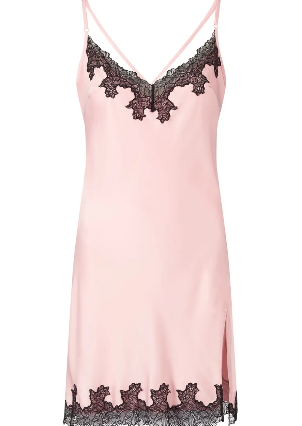 Sorella Satin Lace Trim Chemise Lingerie - Pale Pink