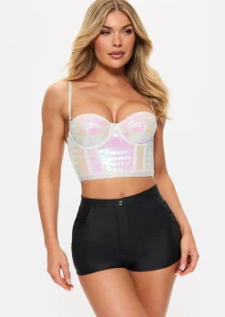 Starstruck Sequin Padded Corset Top - White