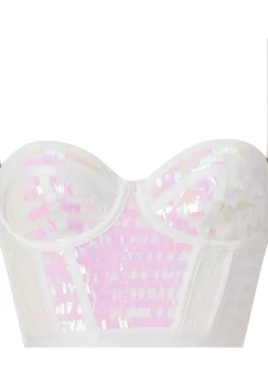 Starstruck Sequin Padded Corset Top - White