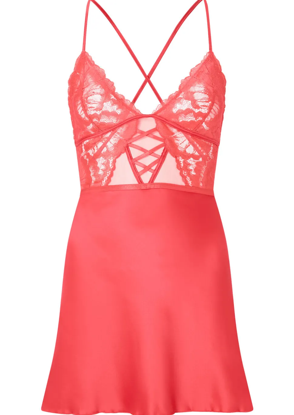 Sweet Surrender Satin Chemise Lingerie - Orange