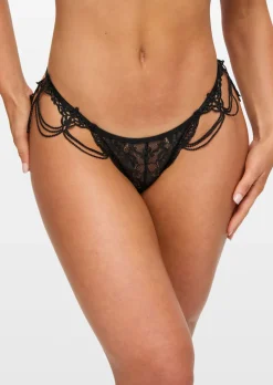 Tease & Please Giupure Lace Crotchless G-String - Black