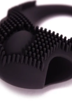 Textured Silicone Vibrating Cock Ring with Removable Bullet
