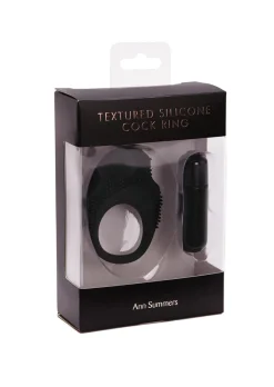 Textured Silicone Vibrating Cock Ring with Removable Bullet