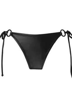 Tie Side PU Bikini Bottom - Black