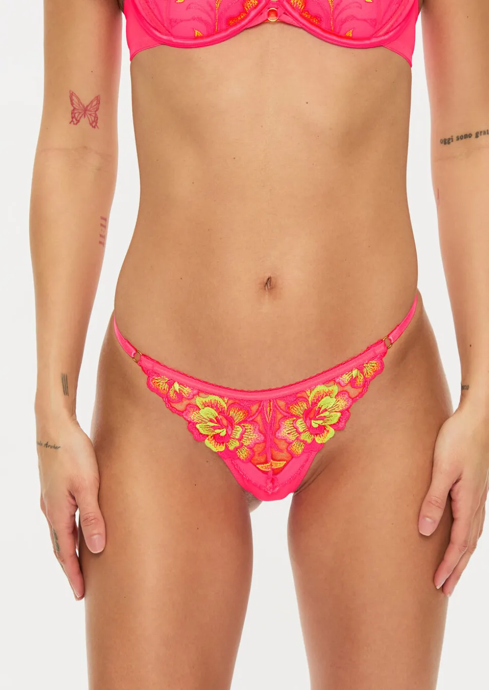 Tropical Oasis G-String - Bright Pink