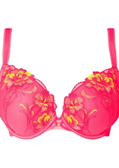 Tropical Oasis Padded Plunge Bra - Bright Pink