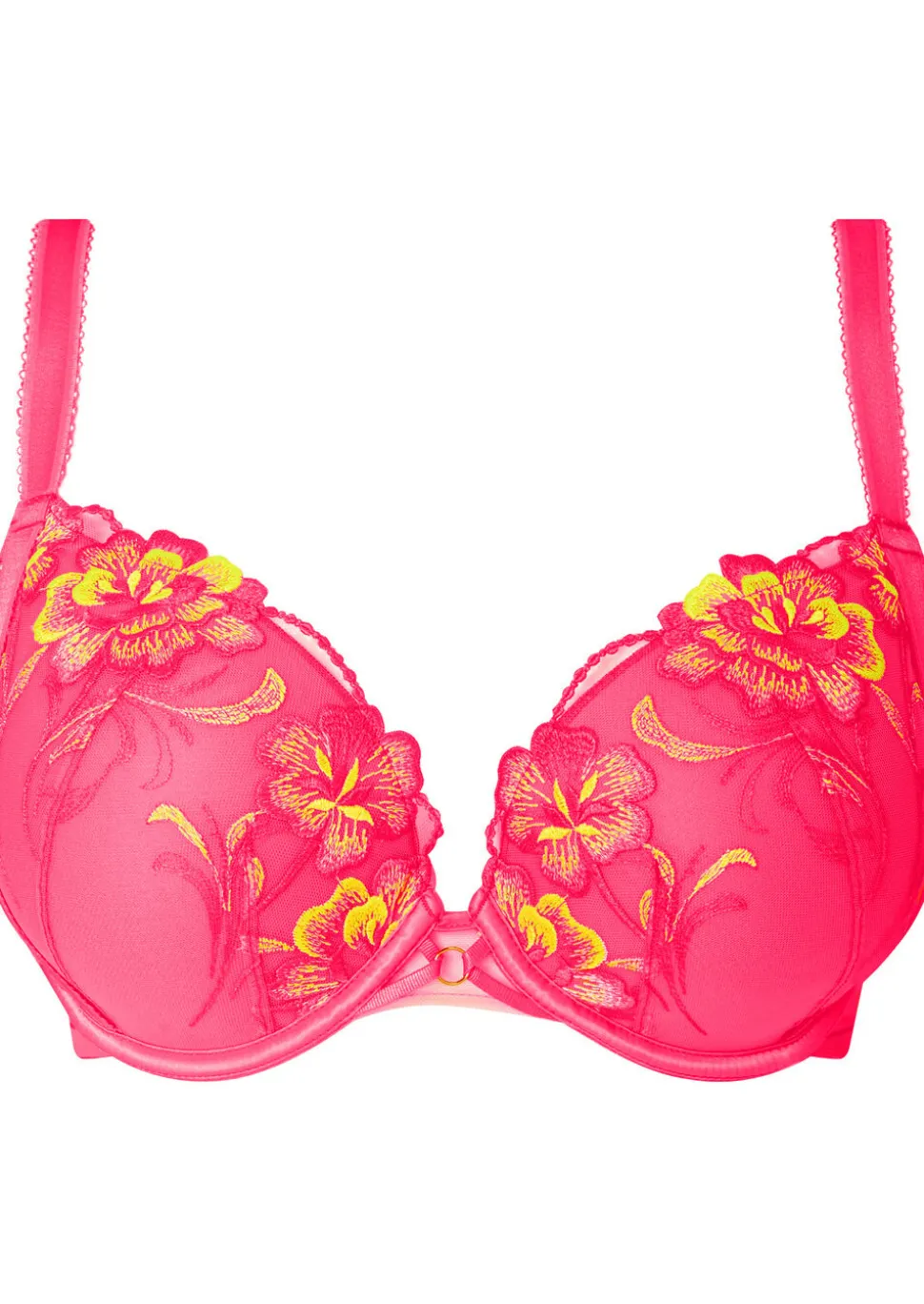 Tropical Oasis Padded Plunge Bra - Bright Pink