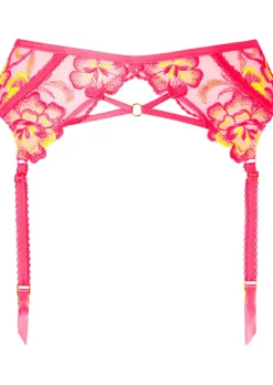 Tropical Oasis Suspender Belt - Bright Pink