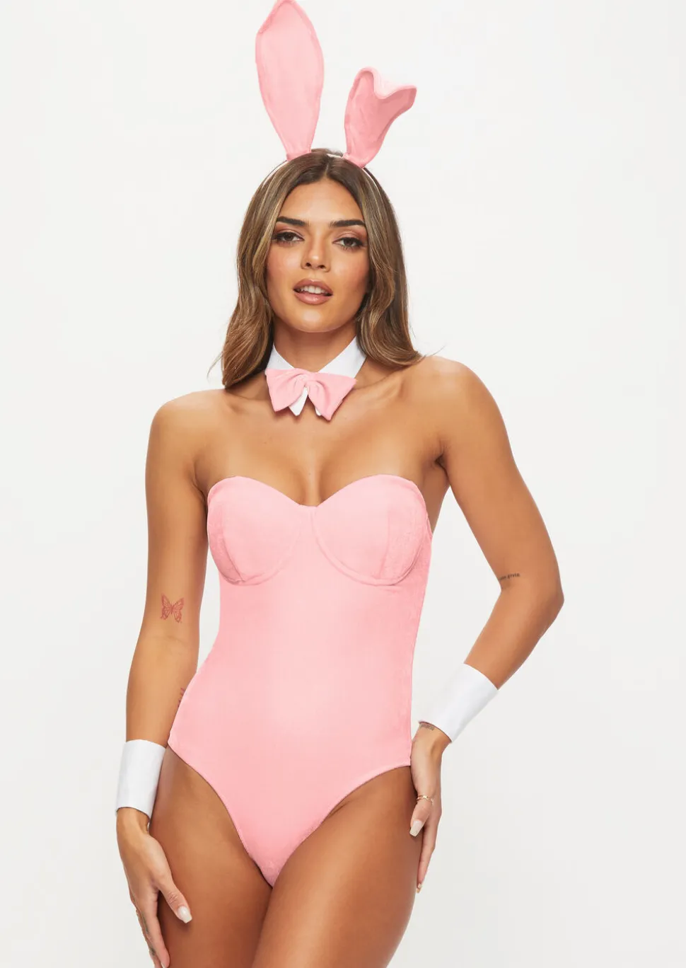 Tuxedo Bunny 4 Piece Costume with Ears - Pale Pink