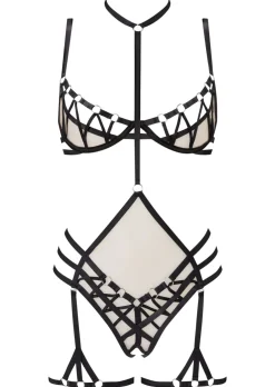 Unleashed Passion Crotchless Lingerie 3 Piece Set - Black