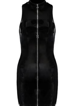 Wicked Temptations Zip Through PU Dress - Black