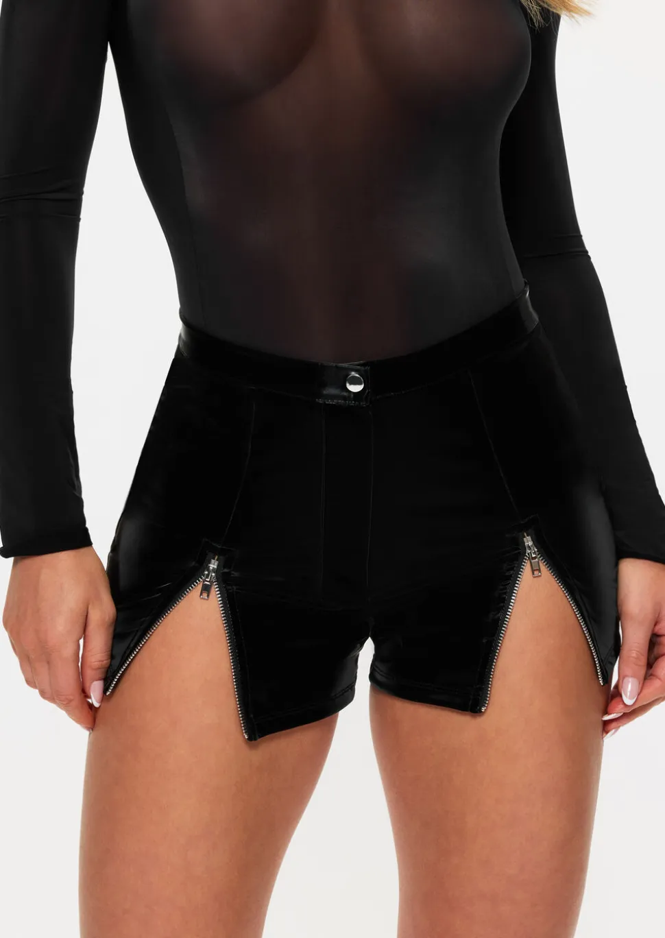 Wild Allure PU Short with Zip Detail - Black