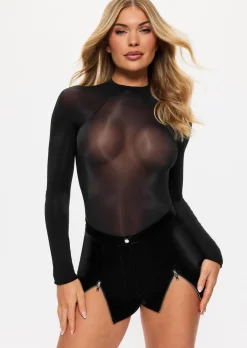 Wild Allure PU Short with Zip Detail - Black