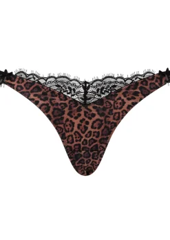 Wild Romance Animal Print Satin Lace Brazilian Knickers - Multi