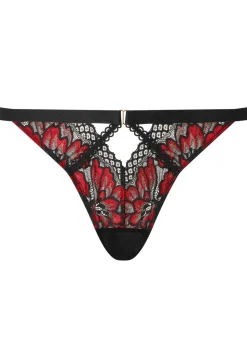 Yours Truly Lace Brazilian Knickers - Black/Red