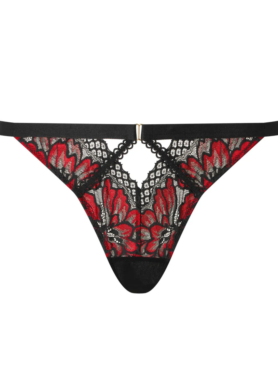 Yours Truly Lace Brazilian Knickers - Black/Red