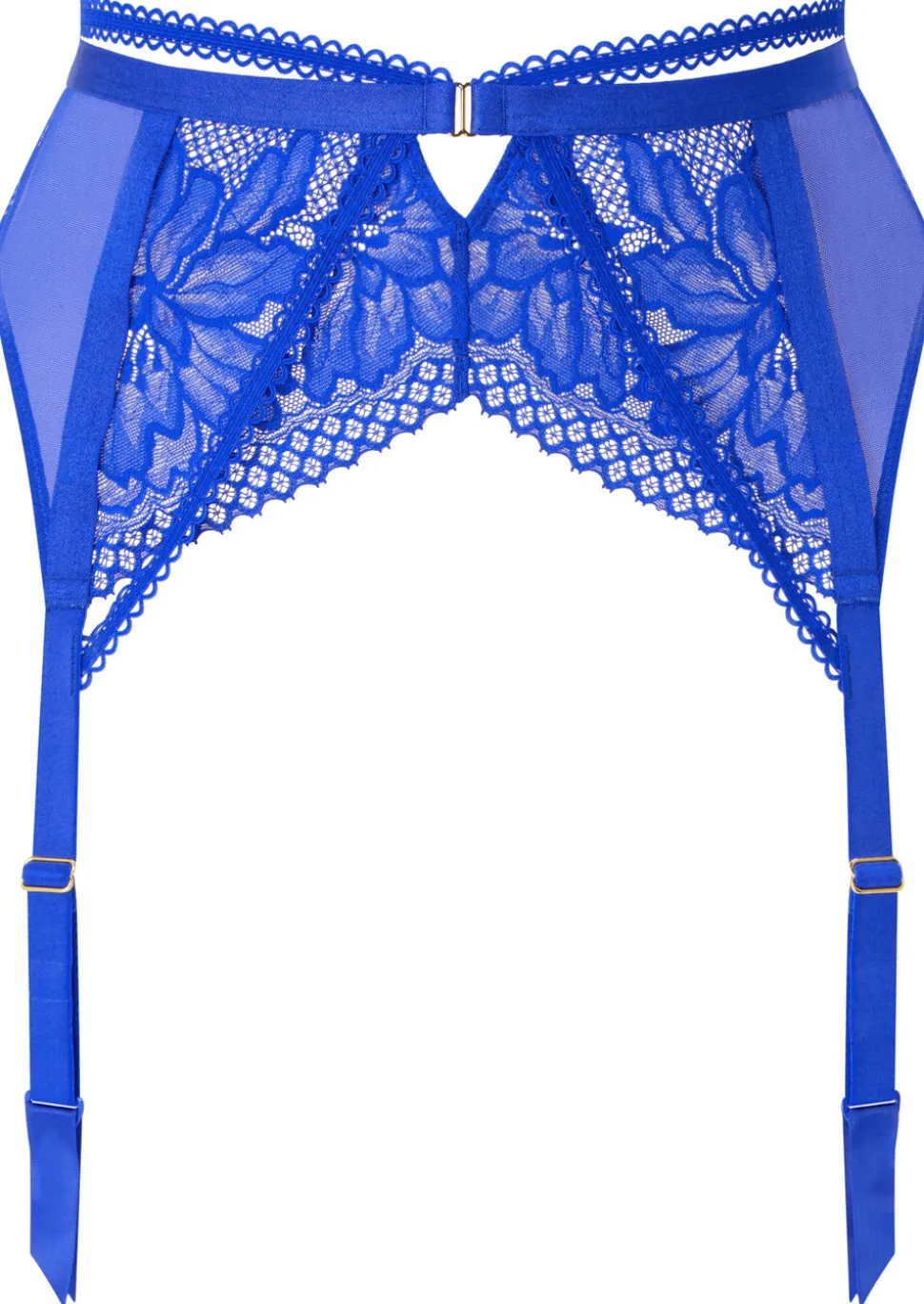 Yours Truly Lace Suspender Belt - Cobalt