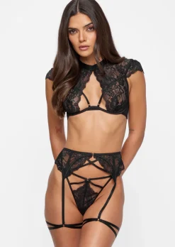 Zayna Crotchless Set - Black